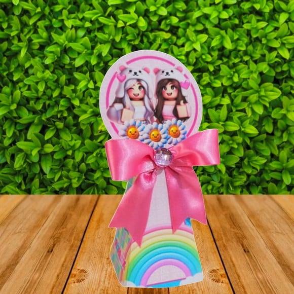 Caixa Pirâmide Roblox Rosa Menina com Laço