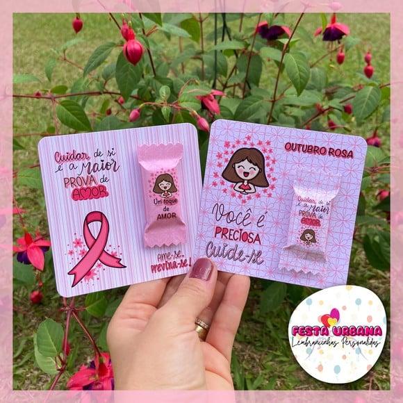 Cartão Com Balinha Outubro Rosa