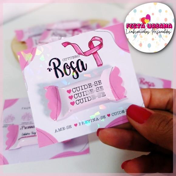 Cartão Com Balinha Outubro Rosa