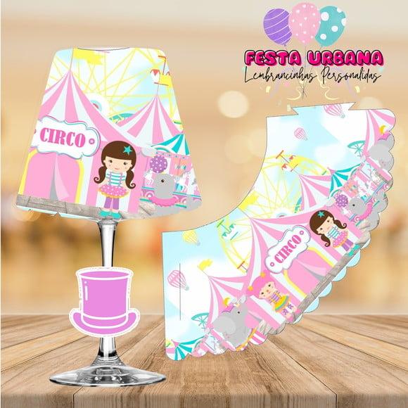 Cúpula para Abajur na Taça Circo Rosa Menina