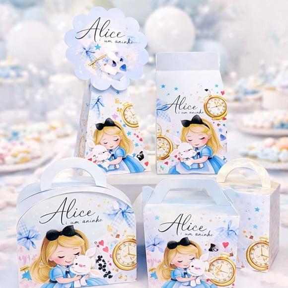 Kit 40 Caixinhas Alice no País das Maravilhas Lembrancinha