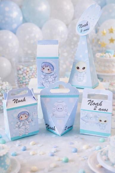 Kit 40 Caixinhas Astronauta Lembrancinhas Personalizadas