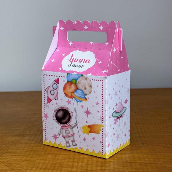 Kit 40 Caixinhas Astronauta Rosa Menina Lembrancinhas