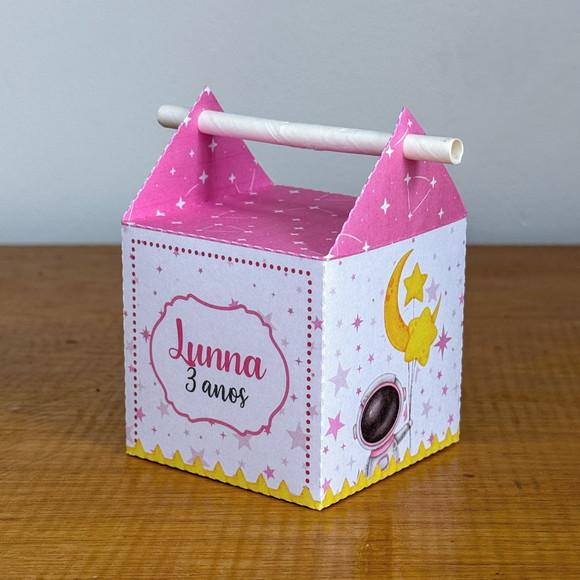 Kit 40 Caixinhas Astronauta Rosa Menina Lembrancinhas