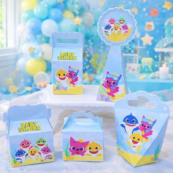 Kit 40 Caixinhas Baby Shark Lembrancinhas Personalizadas