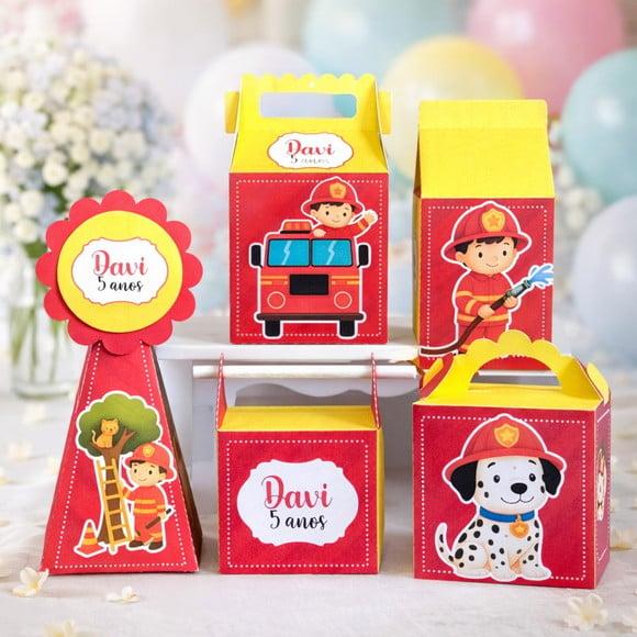Kit 40 Caixinhas Bombeiro Lembrancinhas Personalizadas