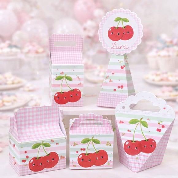 Kit 40 Caixinhas Cerejinha Personalizadas Lembrancinha