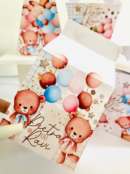 Kit 40 Caixinhas Chá Revelação Personalizadas Lembrancinha