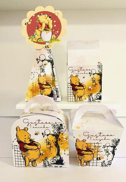 Kit 40 Caixinhas Ursinho Pooh Personalizadas Lembrancinha