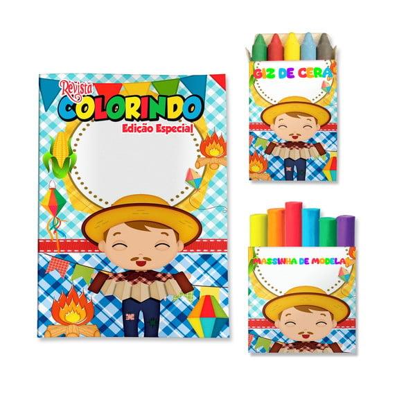 Kit Colorir com Massinha Arraiá Festa Junina Menino