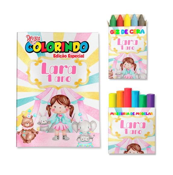 Kit Colorir com Massinha Circo Menina Rosa