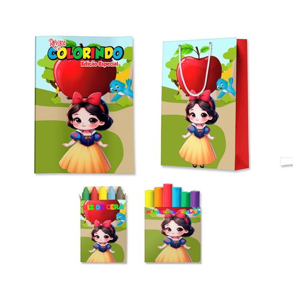 Kit Colorir com Massinha e Sacola Branca de Neve