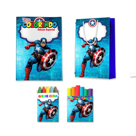 Kit Colorir com Massinha e Sacola Capitão América