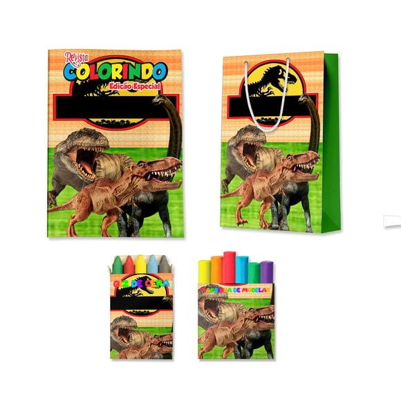 Kit Colorir com Massinha e Sacola Dinossauro Jurassic Rex