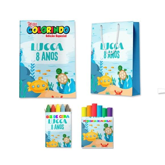 Kit Colorir com Massinha e Sacola Fundo do Mar