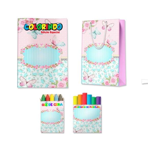 Kit Colorir com Massinha e Sacola Jardim de Borboletas