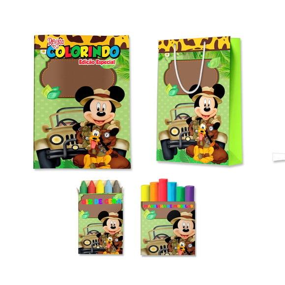 Kit Colorir com Massinha e Sacola Mickey Safari