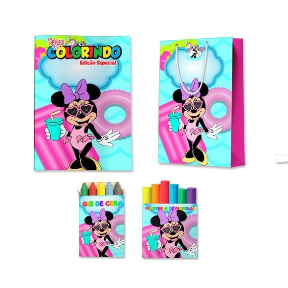 Kit Colorir com Massinha e Sacola Minnie Pool Party