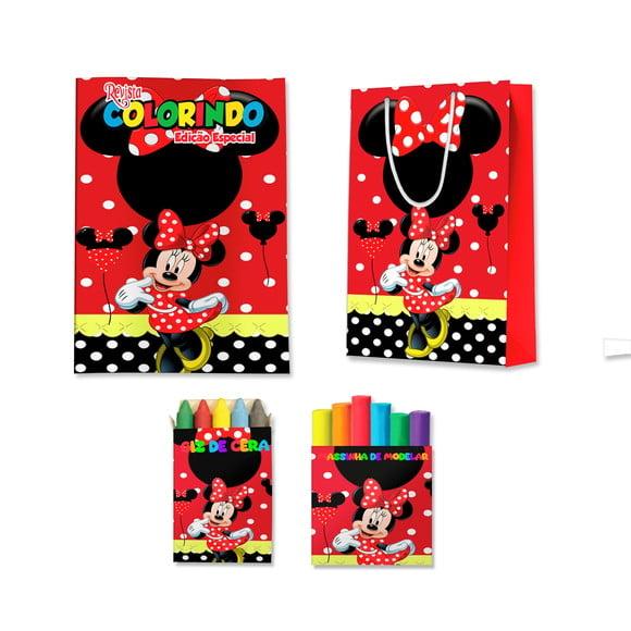 Kit Colorir com Massinha e Sacola Minnie Vermelha