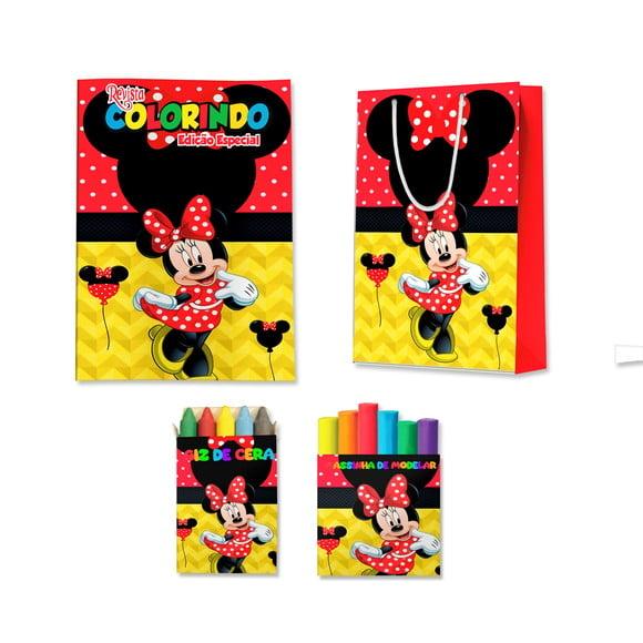 Kit Colorir com Massinha e Sacola Minnie Vermelha