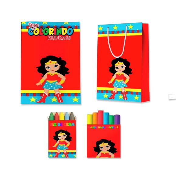 Kit Colorir com Massinha e Sacola Mulher Maravilha Cute Baby