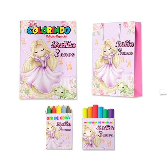 Kit Colorir com Massinha e Sacola Rapunzel Enrolados