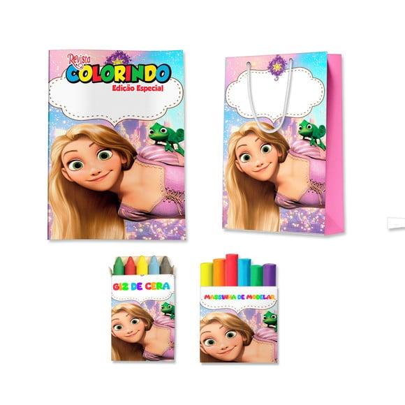 Kit Colorir com Massinha e Sacola Rapunzel Enrolados