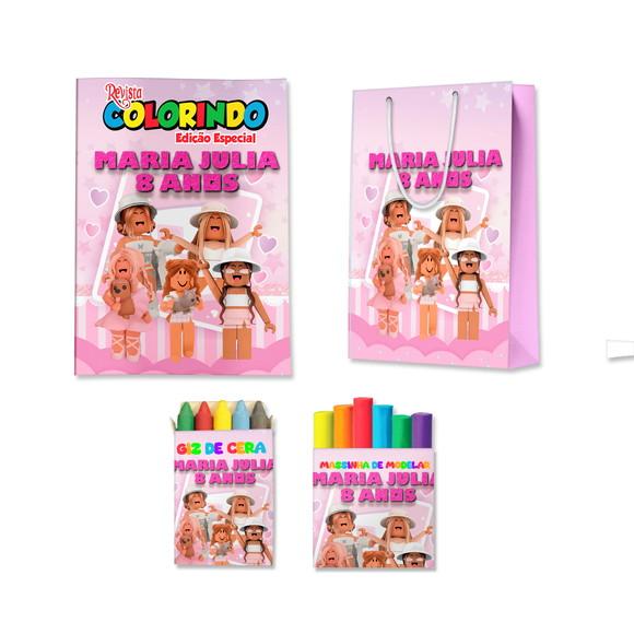 Kit Colorir com Massinha e Sacola Roblox Rosa