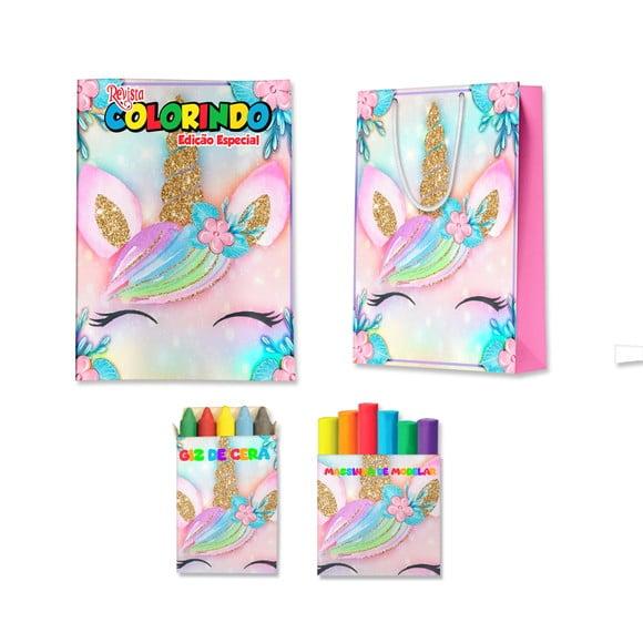 Kit Colorir com Massinha e Sacola Unicórnio