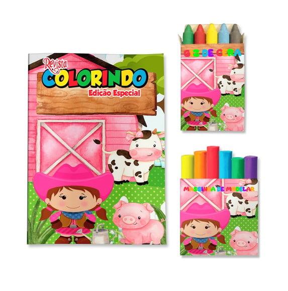 Kit Colorir com Massinha Fazendinha Menina