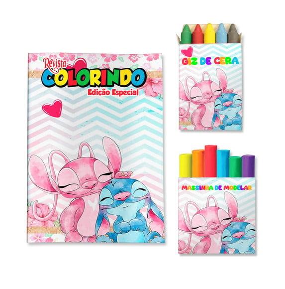 Kit Colorir com Massinha Stitch e Angel
