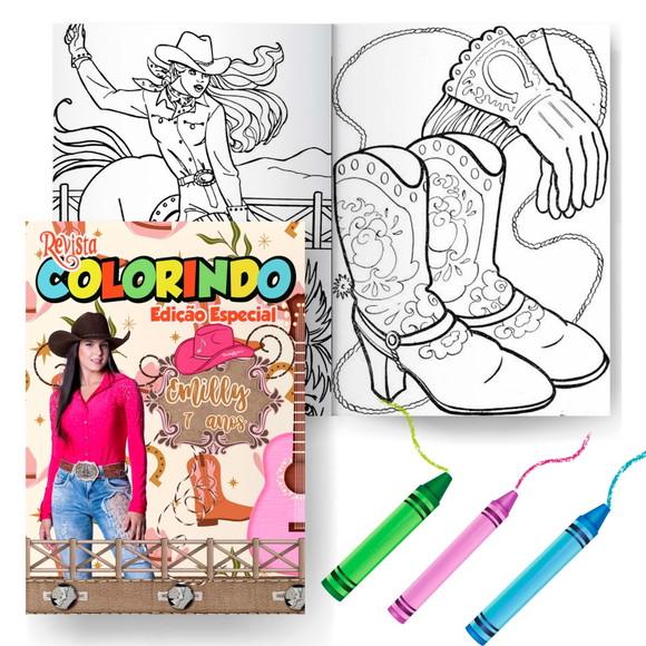 Kit Colorir Revistinha para Colorir Ana Castela 14x10+giz