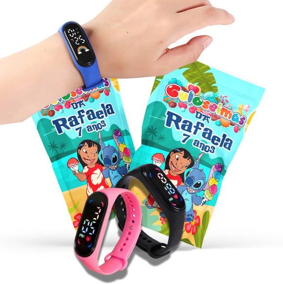 Lembrancinha Lilo e Stitch com Relógio no Saquinho