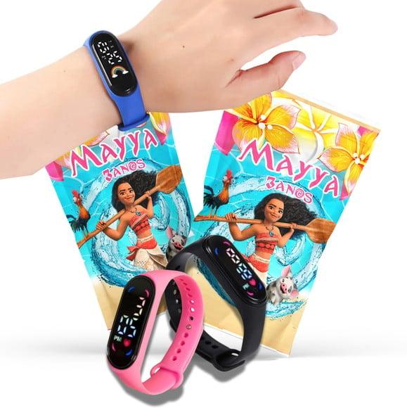 Lembrancinha Moana com Relógio no Saquinho Metalizado
