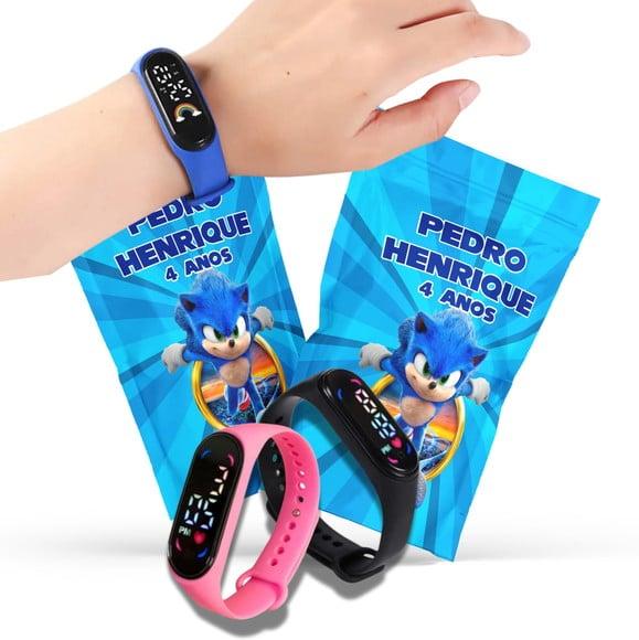 Lembrancinha Sonic com Relógio no Saquinho Metalizado