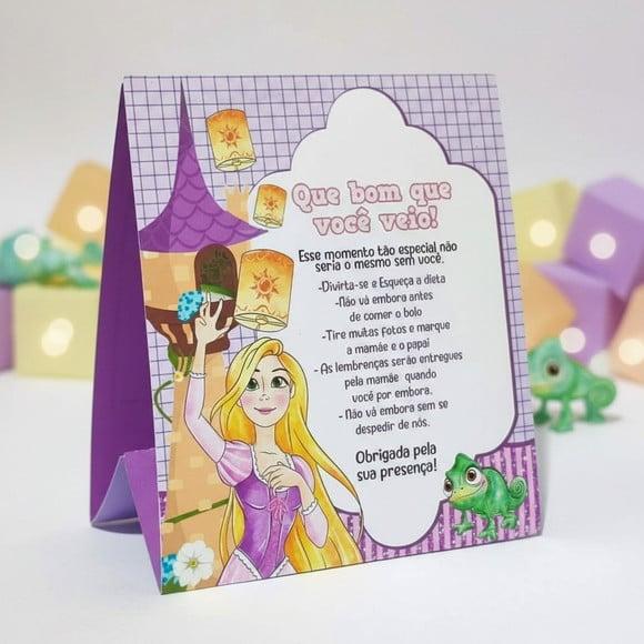 Placa de Agradecimento Rapunzel Enrolados Centro de Mesa