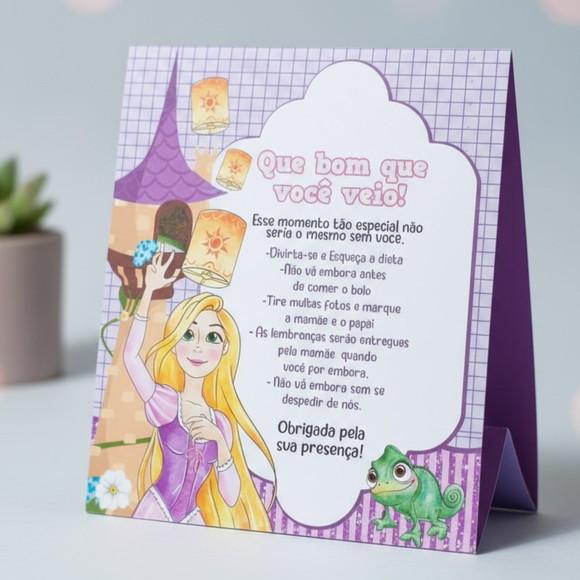 Placa de Agradecimento Rapunzel Enrolados Centro de Mesa
