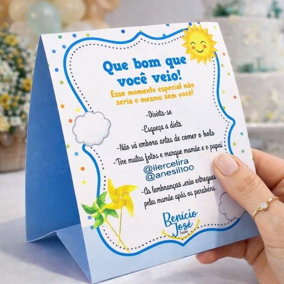 Placa de Mesa Agradecimento 365 Sorrisos Centro de Mesa