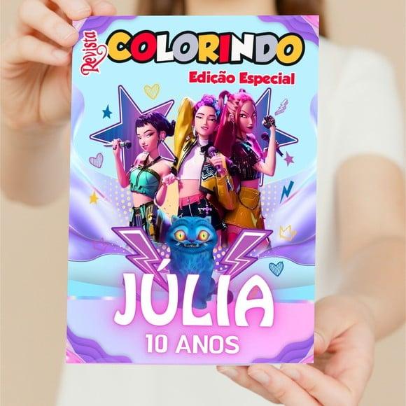 Revistinha de Colorir Guerreiras do Kpop Personalizada 15x21