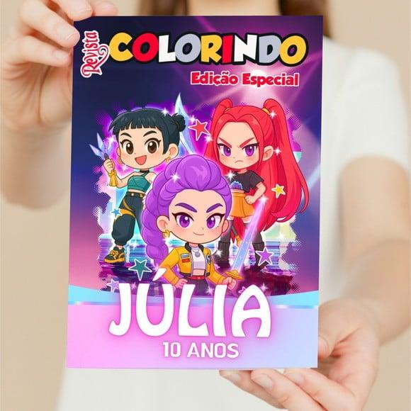 Revistinha de Colorir Guerreiras do Kpop Personalizada 15x21
