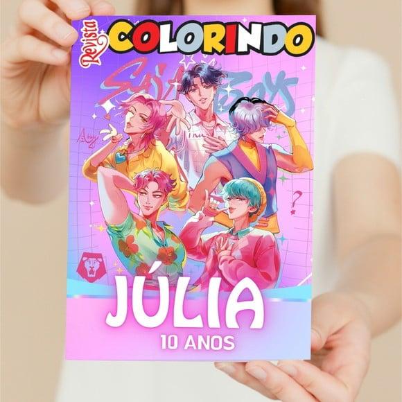 Revistinha de Colorir Saja Boys Kpop Personalizada 15x21 cm