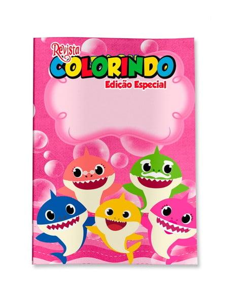 Revistinha para Colorir Baby Shark Rosa 14x10