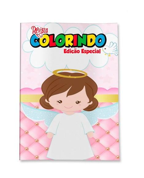 Revistinha para Colorir Batizado Menina Rosa 14x10