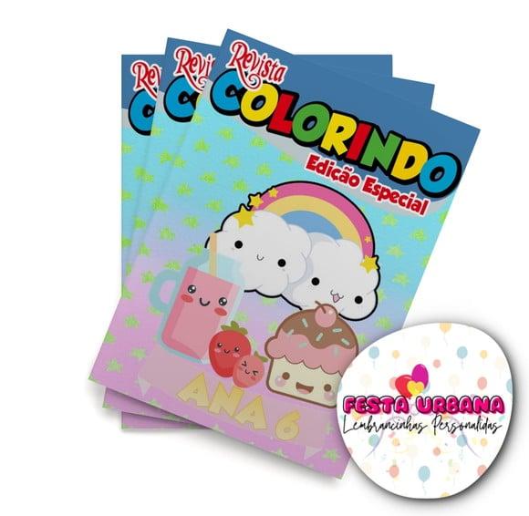 Revistinha para Colorir Frutas Kawaii 14x10