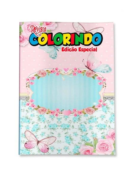 Revistinha para Colorir Jardim de Borboletas Rosa Azul 14x10