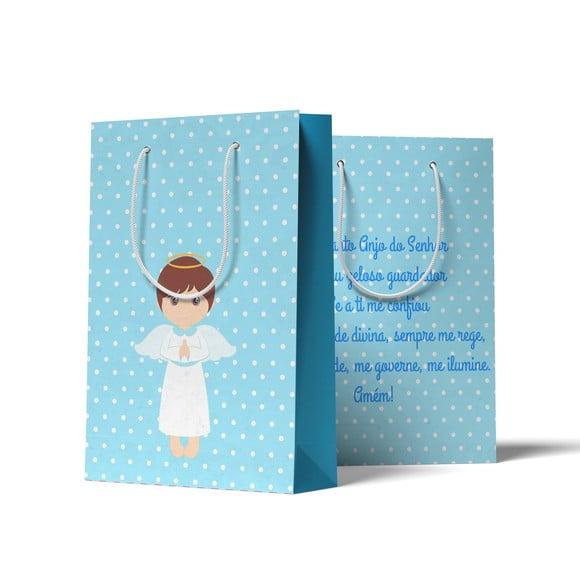 Sacolinha Personalizada Batizado Menino Azul