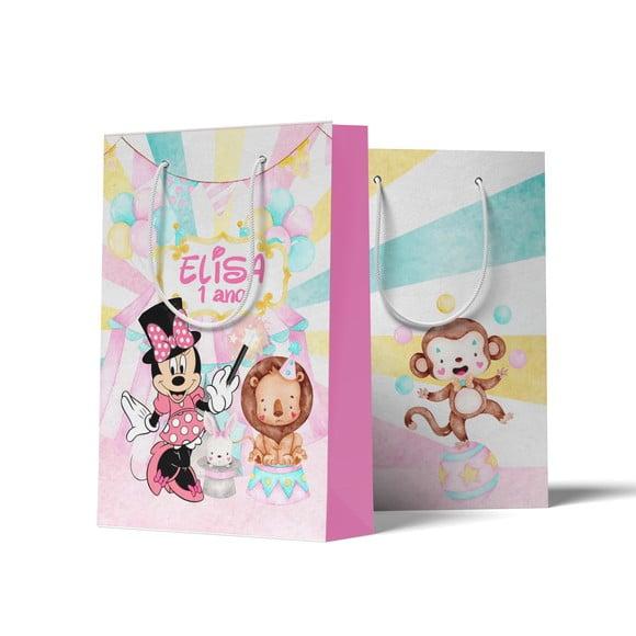 Sacolinha Personalizada Circo da Minnie Rosa P