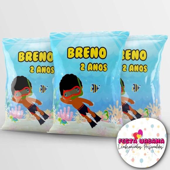 Saquinho Personalizado Fundo do Mar Menino Negro