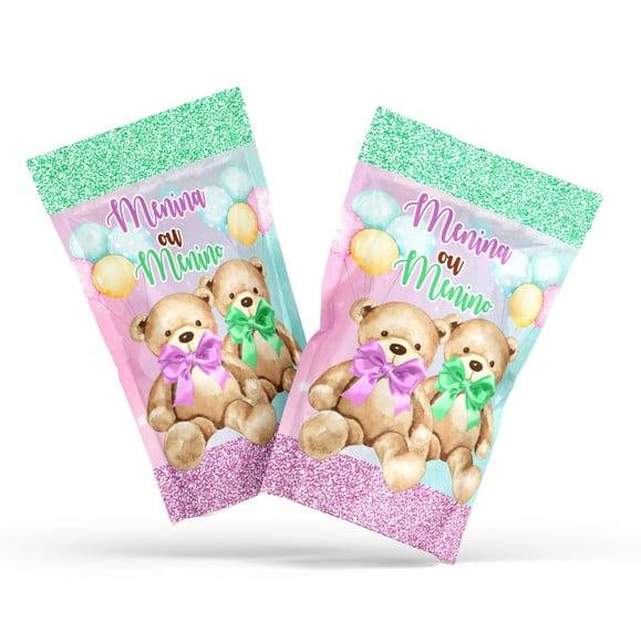 Saquinho Zip Lock Chá Revelação Ursinhos Lilás | G 12 X20 cm