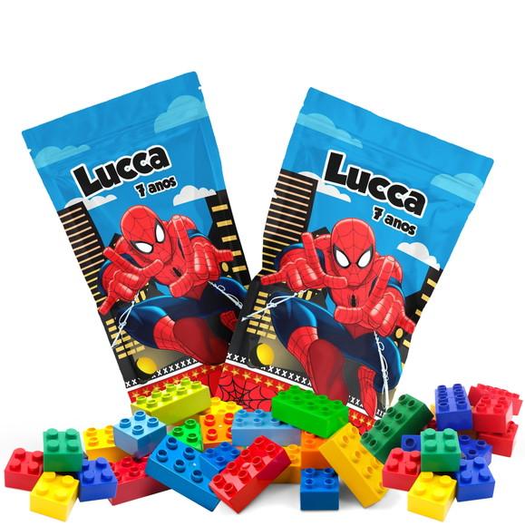 Saquinho Metalizado Ziplock Blocos de Montar Homem Aranha no Pers